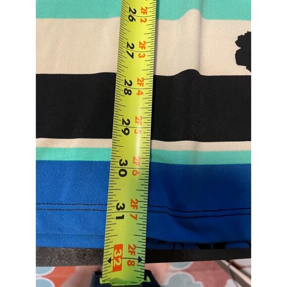 Style & Co Black White Blue Green Patterned V Neck Sheath Long Sleeve Dress Sz M - Picture 9 of 9